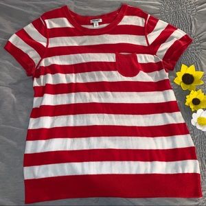 Shortsleeved Red & White Sweater